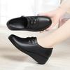 Spring and Autumn Leather Shoes Soft Leather Middleaged Mom Wedge Heel Shoes Single Shoes Women's Soft Sole Nonslip Middle Heel Comfortable 
