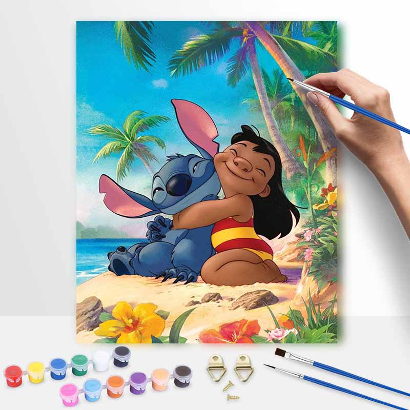 Disney Stitch Lilo digital oil painting diy coloring handpainted filling home decoration gift for wall art canvas bedroom living room