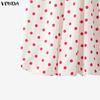 VONDA Vintage Damen Polka Dots Print Locker Lässig Lang Schwingende Röcke Plissee Kleid