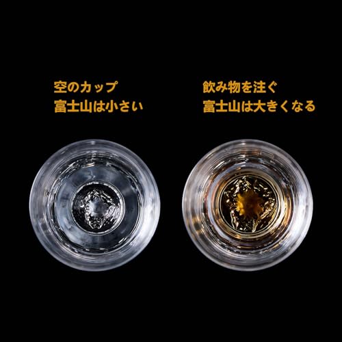 LUGUFON Mt. Fuji Glasses with Sakura Kiriko Design, Pair of Stylish and Elegant Rock Glasses, Handcrafted by Artisans in a Paulownia Wood Box, Perfect