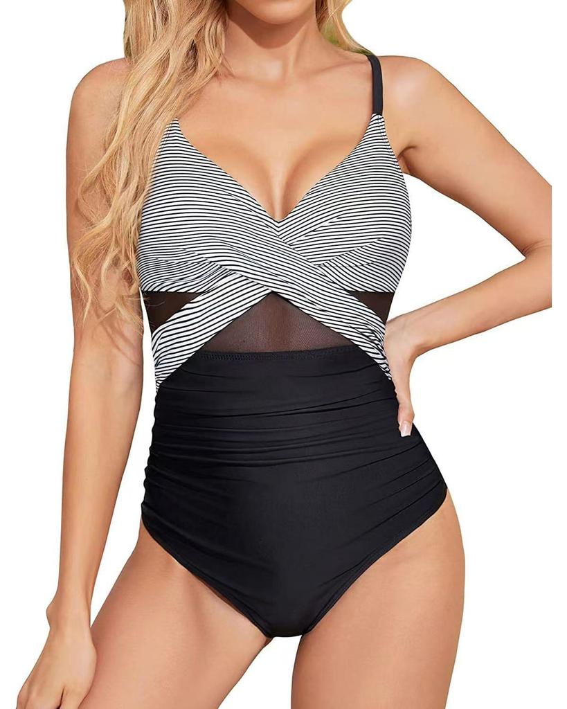 Women's Slimming Tummy Control Crossover Sporty Swimsuit