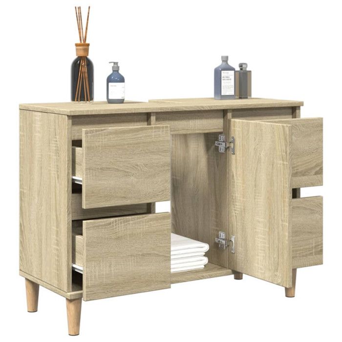 VidaXL Sink Cabinet Sonoma Oak 80x33x60 Cm Engineered Wood, Bathroom Sink Cabinet, Sink Unit for Room 849665