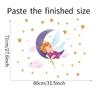 Goodnight Moon Girl with Stars and Clouds Wall Sticker Self-Adhesive Removable for Kids Room Nursery Home Decor