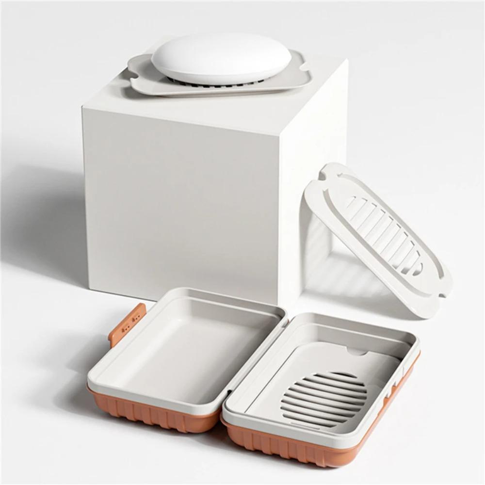 1PC Plastic Soap Dish with Lid Travel Bathroom Soap Holder Compact Soap Box Keeps Dry Hygienic Storage for Bathroom Accessories