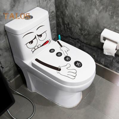 Cartoon Expression Toilet Sticker Waterproof Removable Self-adhesive PVC Living Room Bathroom Wall Art Funny Expression Toilet Seat Lid Decoration