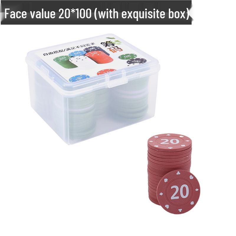 Boxed Set: 100 Plastic Baccarat Mahjong Poker Machine Tokens