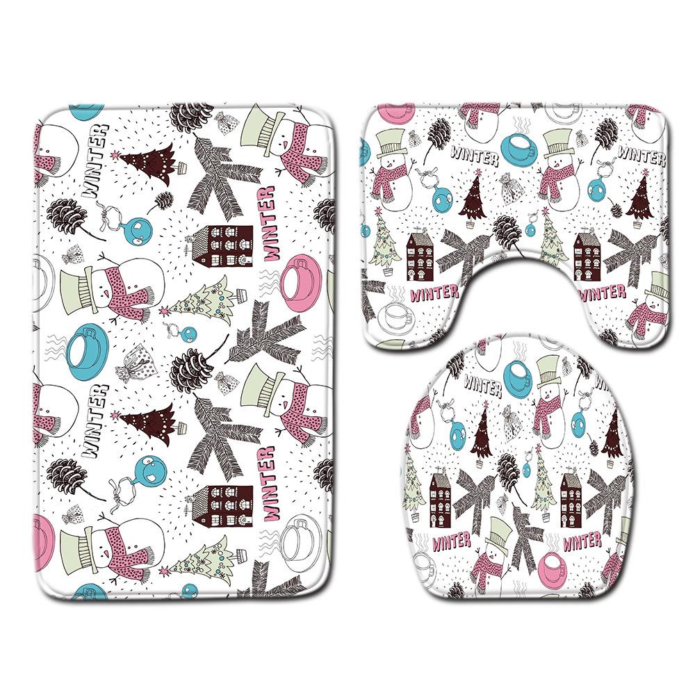 

Рождественский коврик для ванной, туалетный трехпредметный набор 45cmx75cm