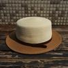 Japanese Retro Small Brim White Khaki Flat Top Top Hat Women'S Summer Sunshade Vacation Beach Sun Straw Hat