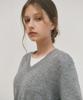 Wednesday Oasis For Woman Loewe Angora Blend V-Neck Knit_Gray(Wc25-Kn44)