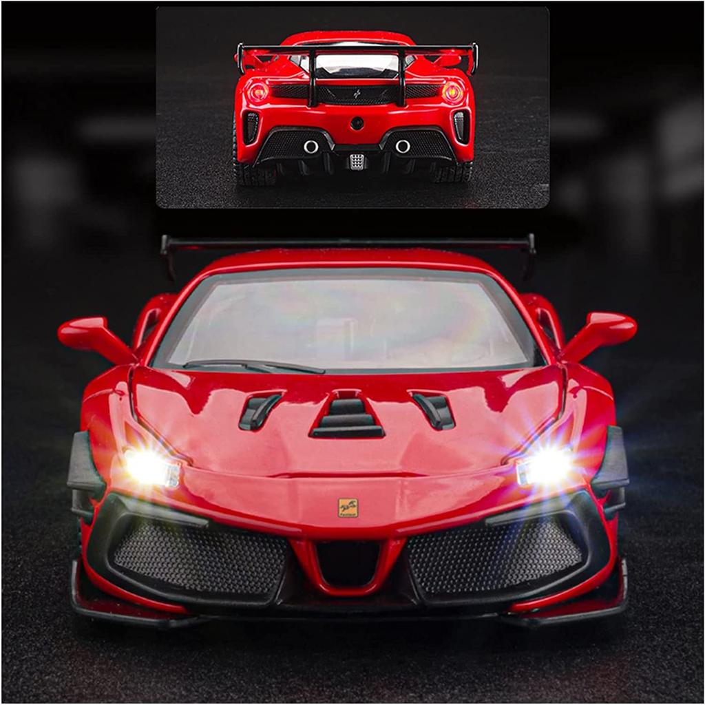 Modellauto aus Druckguss im Maßstab 1:32, Modellauto 488, zurückziehbares Spielzeugfahrzeug mit Ton und Licht für Kinder, Kleinkinder, Jungen und Mädchen, Geschenkkollektion