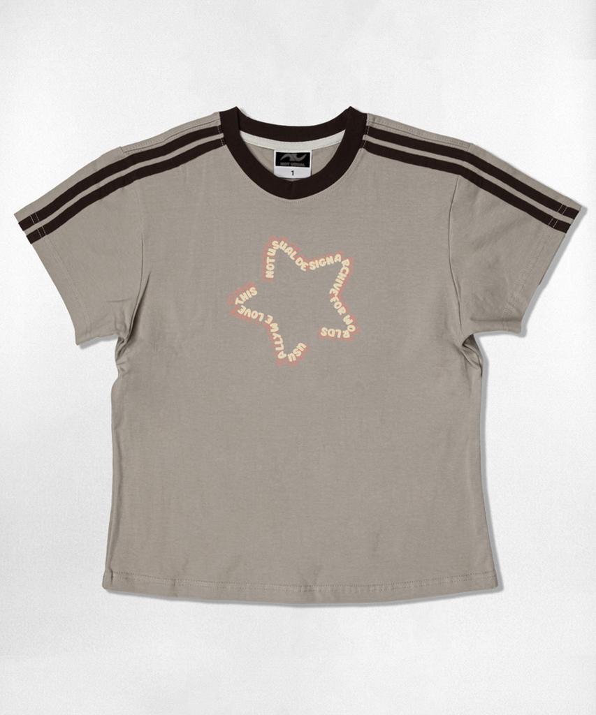 Nasyujeueol Star Font Logo Semi-Crop Short Sleeve T-Shirt 6 Colors