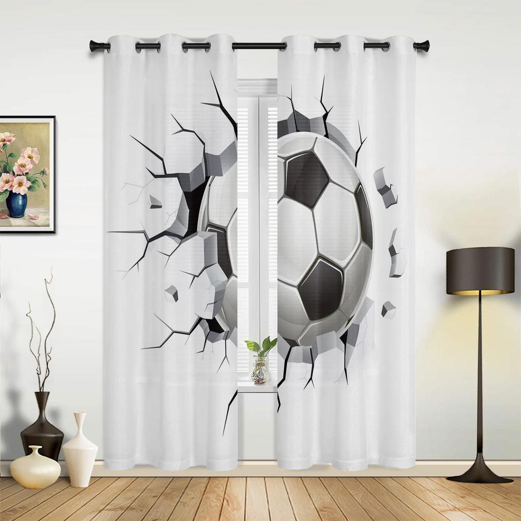 Soccer Balls Football Design Curtains Bedroom Living Room Drapes Kitchen Children Window Curtain Home Decor Modern Made Of Polyester Area Treatment