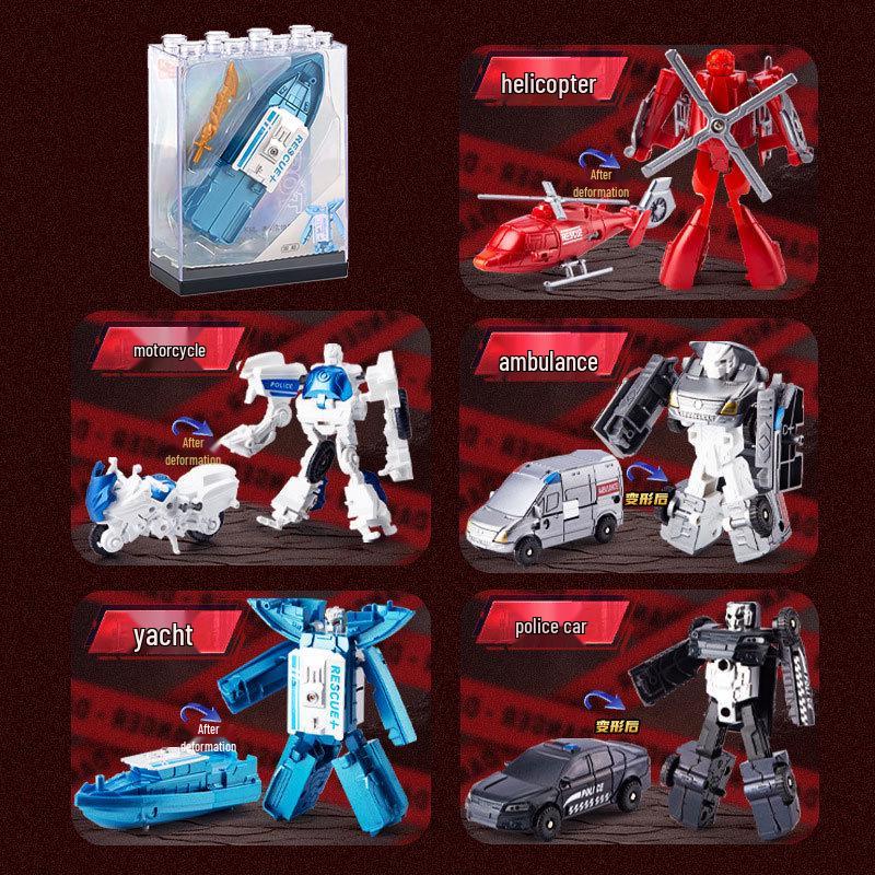 

Супермаркет Конструктор: Игрушка-трансформер из сплава Комбо - Робот, Спасательная машина, Машина спецназа, Меха для мальчиков.