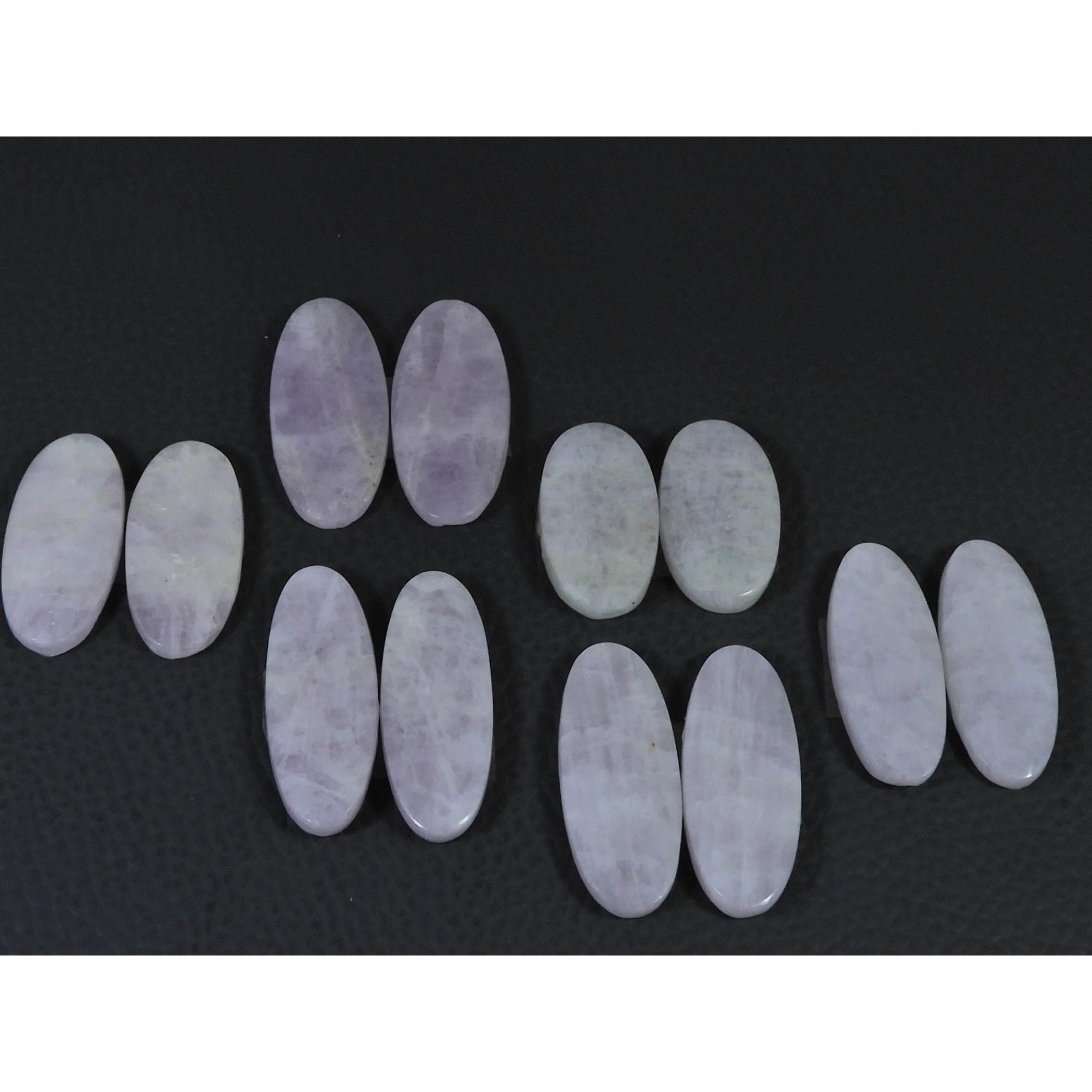 194Cts. Natural Pink Kunzite Matched Pair Oval Cabochon Gemstone 6Pair Lot C-1360