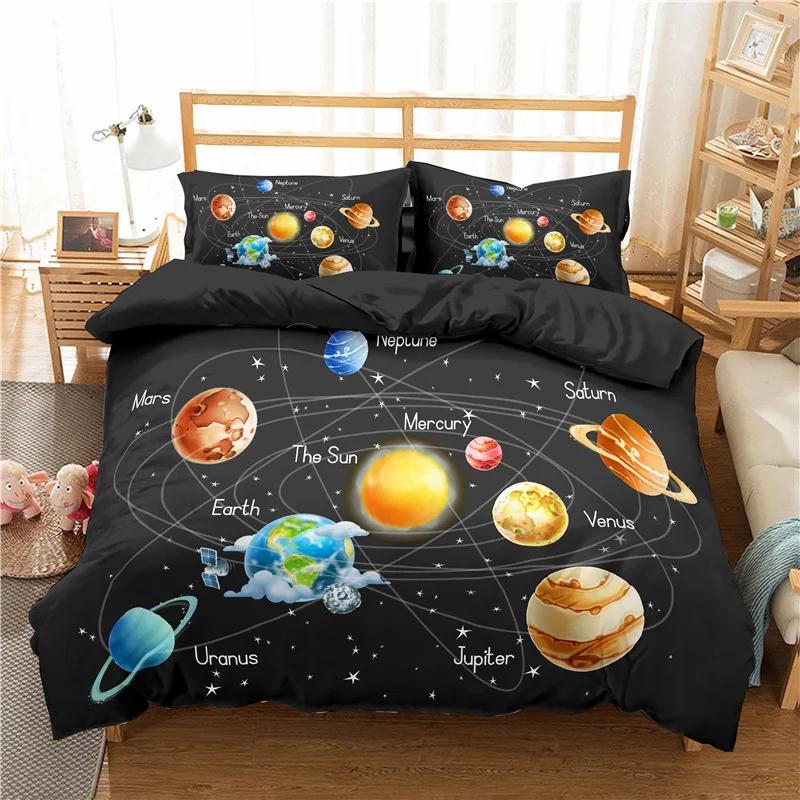 Planetary Soft Duvet Cover Set for Adult Peoples,Tens,Premium 3D Printed Mysterious Earth Planetary Beding Sets Warm Comforter Cover Ful Sized