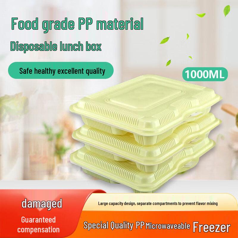 Melebei Disposable 4-Compartment Rectangular Lunch Box Set