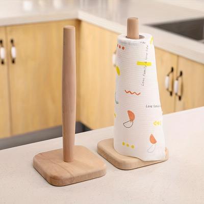 1PC Paper Towel Holder, Beech Wood Paper Roll Holder Stand, Wooden Tissue Holder Countertop Organization For Cabinet, Home Kitchen Supplies