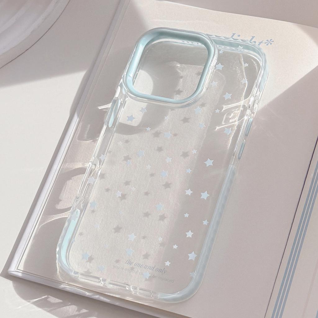 Blue Star IPhone 15 Apple 16pro Max Mobile Phone Case Suitable for 14 Niche 13 Anti Fall Transparent