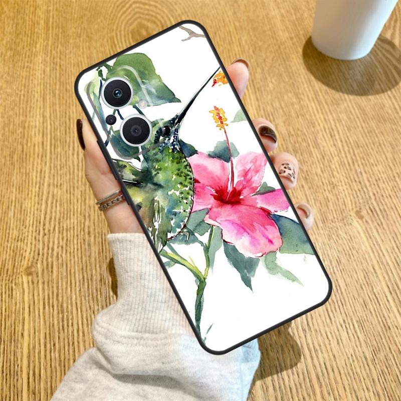 Hummingbird and Flowers Funda For OPPO Reno 10 11 12 13 14 Pro 14F 13F 12F 11F 7 8 Lite OPPO Find X5 X8 X9 Pro Case