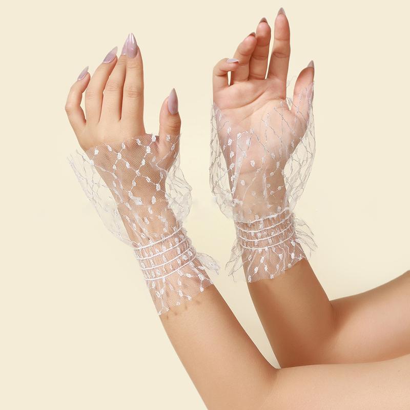 Perfect Match Mesh Decoration Fake Sleeves Removable Stretchy Fabric Wrist Flared Cuffs Sweater Ornaments Party Dresses Accessories