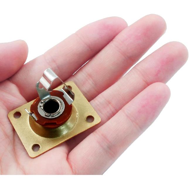 2Pcs Metal Output Jack 1/4 Inch Bass Jack Plate, Gold Input Jack Plate Guitar Jack Socket Electric Guitar Replacement Parts
