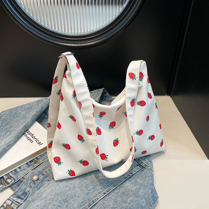 Literary polka dot crossbody women's bag small fresh floral girl shoulder bag underarm portable fashion large capacity tote bag
