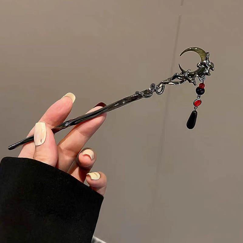 

Ретро Лунные Заколки для Волос Китайский Стиль Кисточка Заколка Женские Металлические Палочки для Волос Заколка в Форме Палочки для Еды