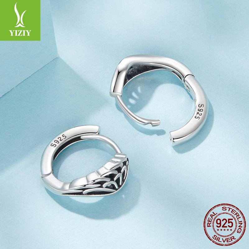 Vintage S925 Sterling Silver Wing Earrings, Personalized Trend Wing Sterling Silver Earrings Earrings