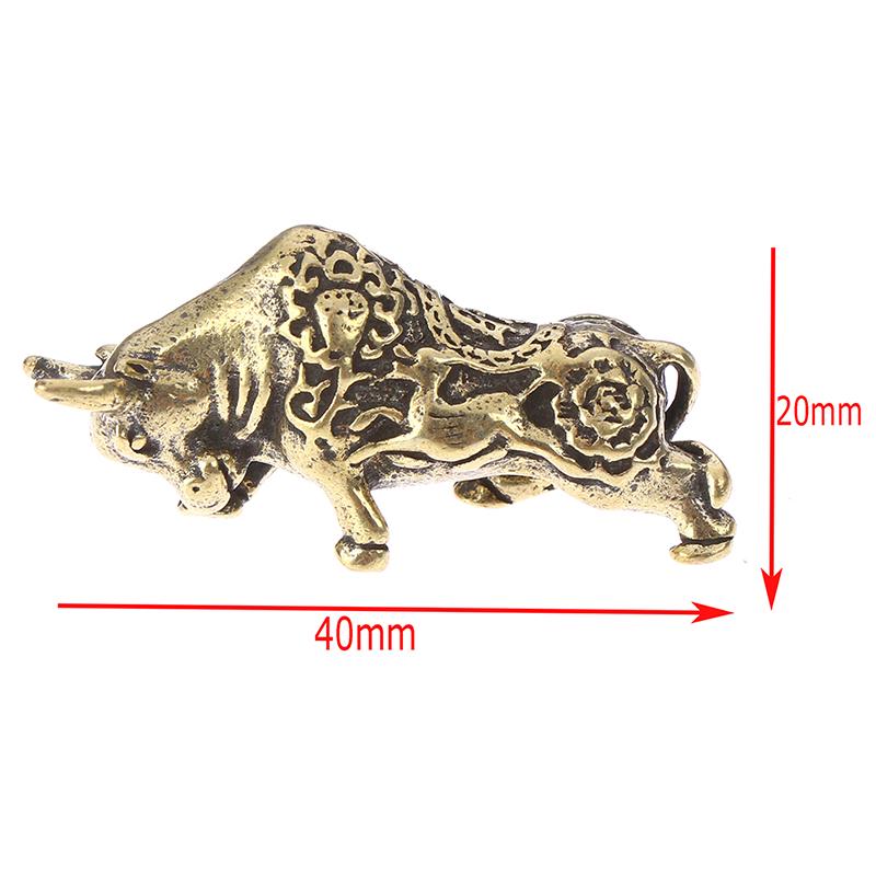 1pc Mini Portable Vintage Brass Bull Keychain Ornament Statue Ornament Gift