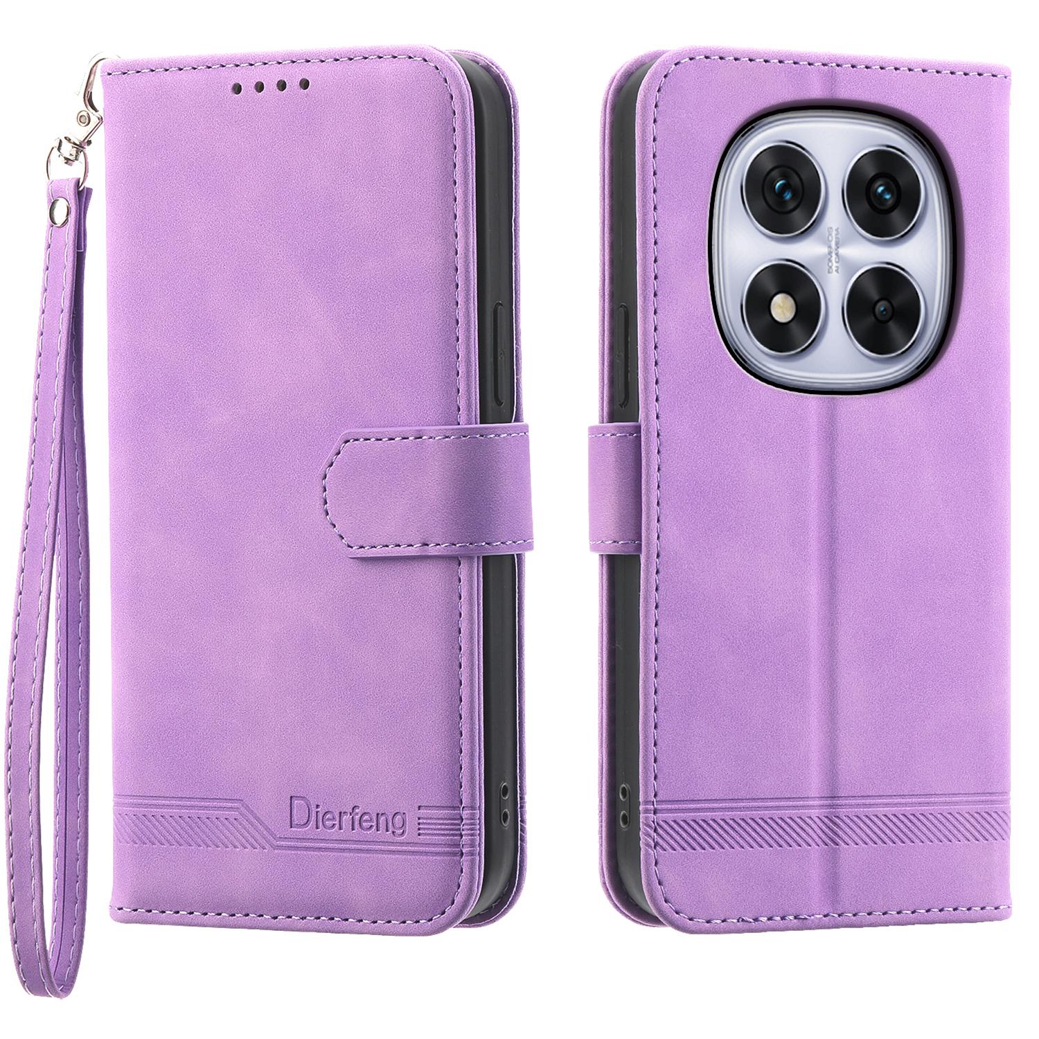 DIERFENG DF-03 For Xiaomi Redmi Note 14 Pro 5G/Poco X7 5G Leather Case Lines Imprint Wallet Phone Cover B