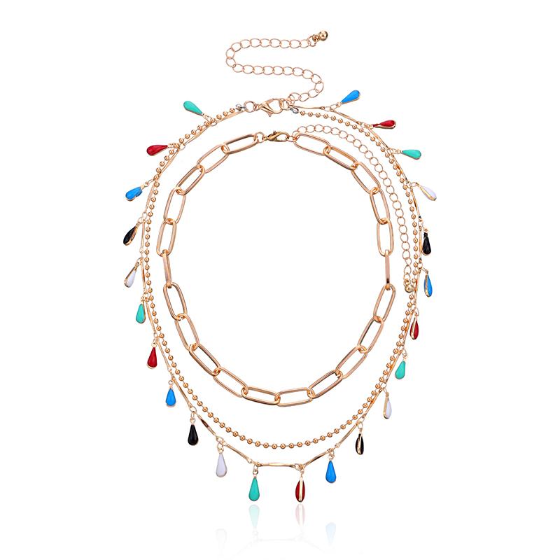 

2 шт./компл., нежный кулон, креативная вечеринка, модное многослойное ожерелье, ювелирные изделия с каплями воды золотой