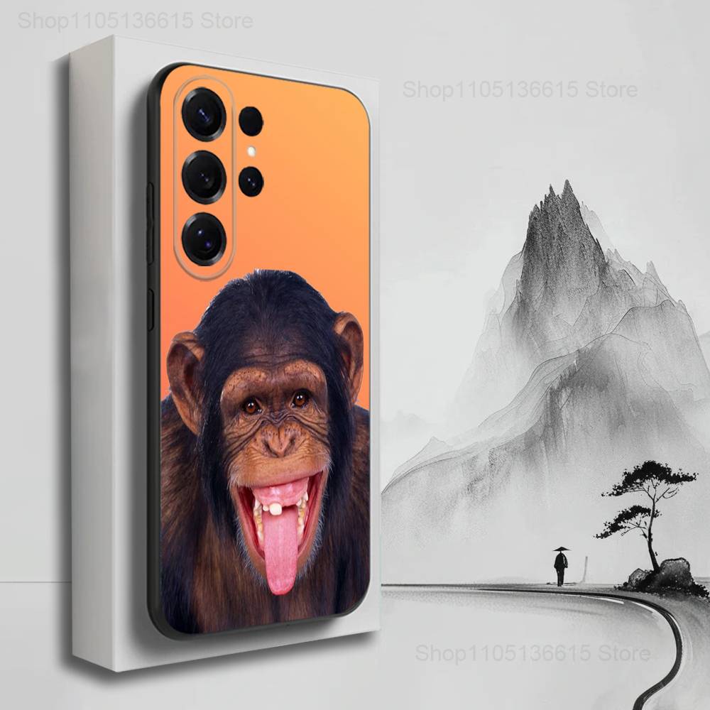 Funny Expressions Monkey Case For Samsung S23,S25,S20,S10,S9,S21,S24,S22,Ultra,FE,Plus,Lite,Soft Silicone Black