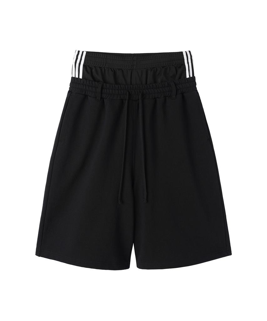 OHY Layered Waist Sweat Shorts - Black