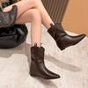 626-1 French Retro Pointed V-mouth Inner Height-increasing Western Boots 2025 New Fashionable Versatile High-end Fashion Boots