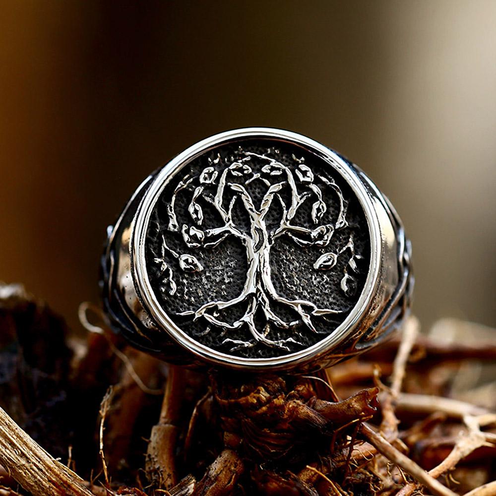 Fashion Vintage Viking Carved Tree of Life Ring For Men Women Stainless Steel Celtic Knot Rings Amulet Jewelry Gift Dropshipping