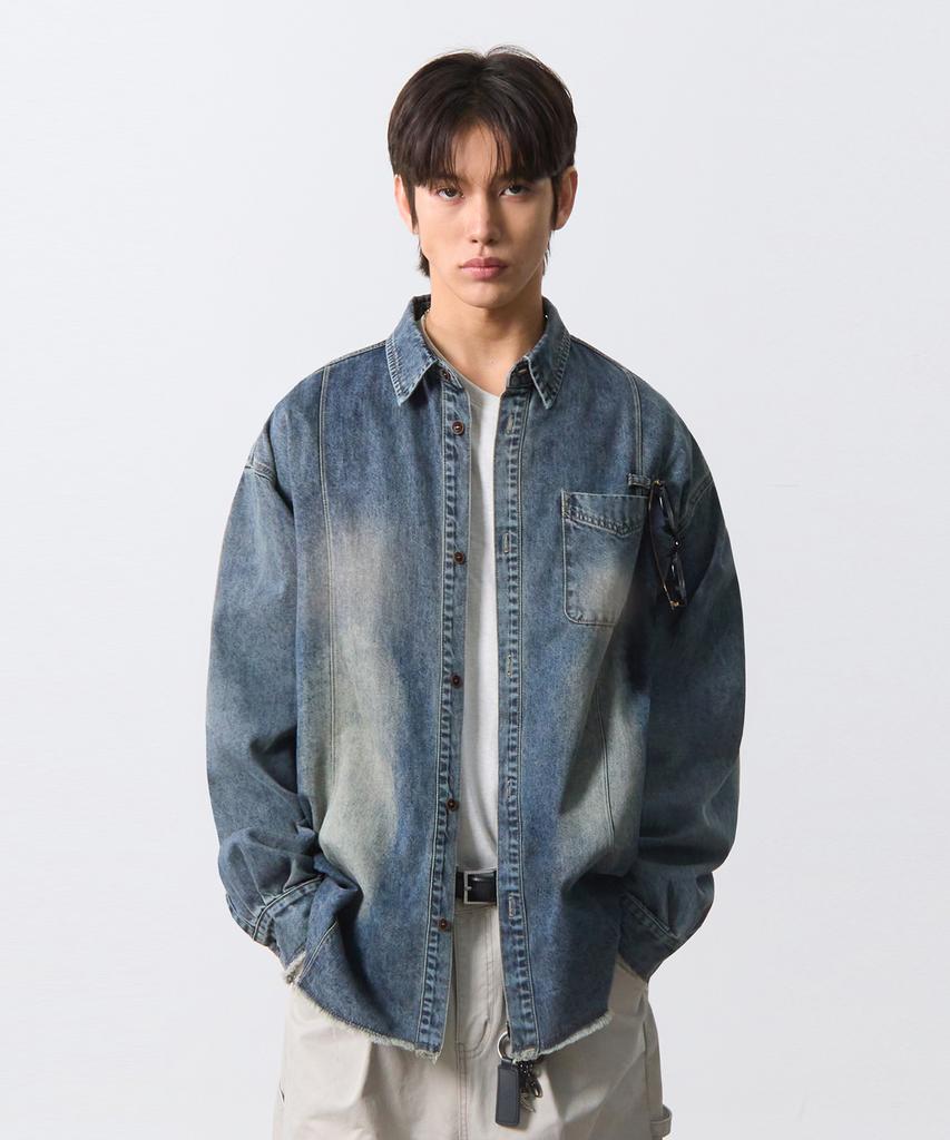 Dimiteulibeullaeg Cutoff Denim Work Shirt_Dust Indigo