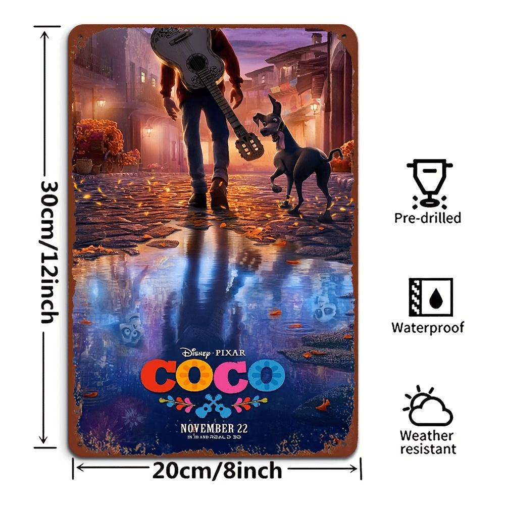 Miguel & Héctor Rivera "Coco" Wall Art - Official Licensed Iron Decor, Vibrant Street Scene with Guitar & Dog, 8x12 Inch, Perfec
