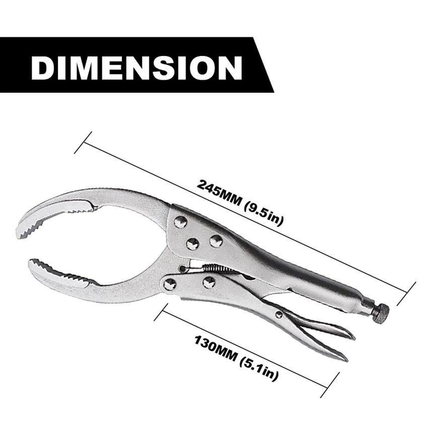 9.5-inch Locking Oil Filter Wrench - Heavy-duty Alloy Steel Adjustable Vice Design, Non-slip Tooth Design, Suitable for Car/Truc