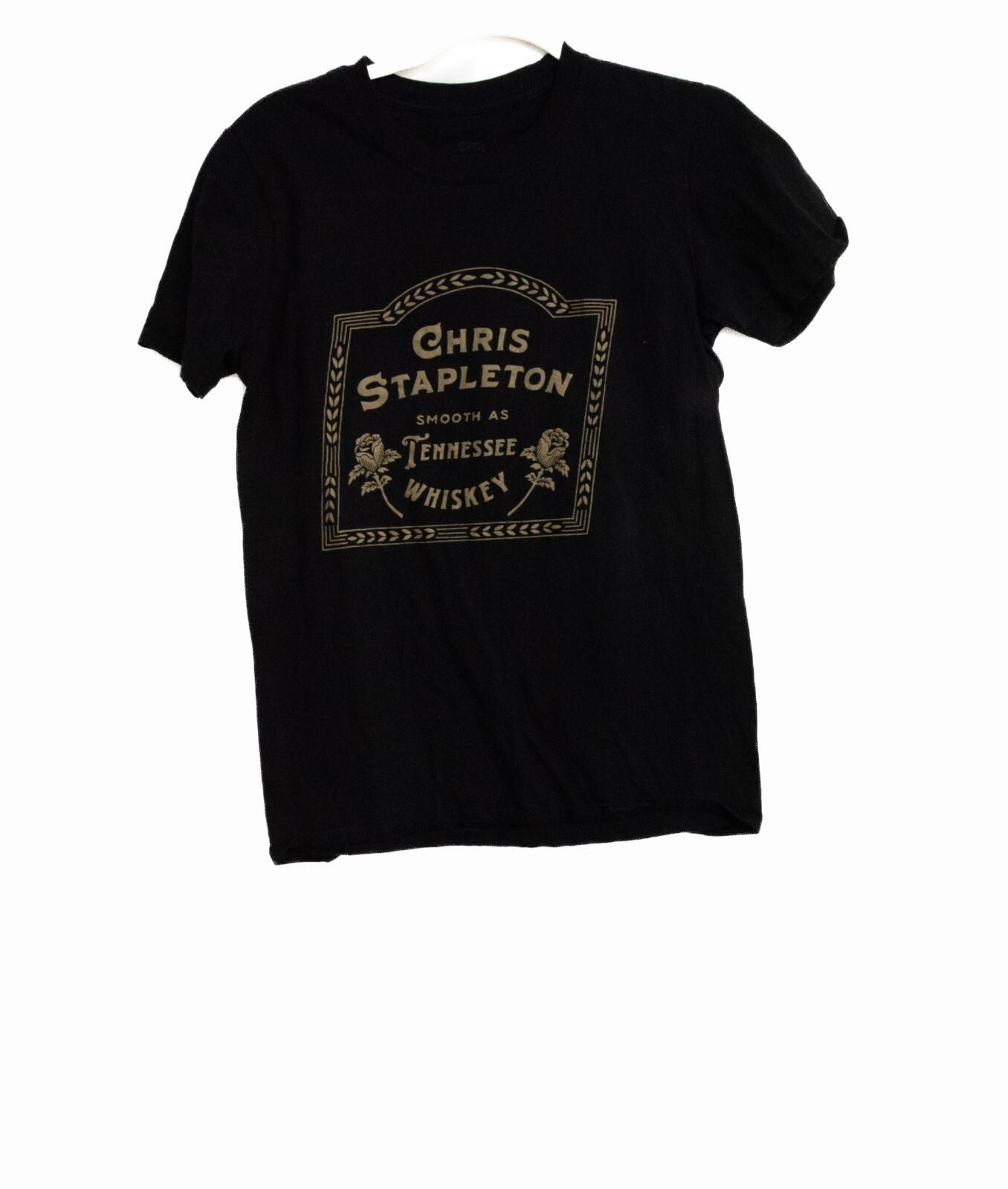 Chris Stapleton Mens Black Cotton T-Shirt Smooth As Tennessee Whiskey Graphic M S