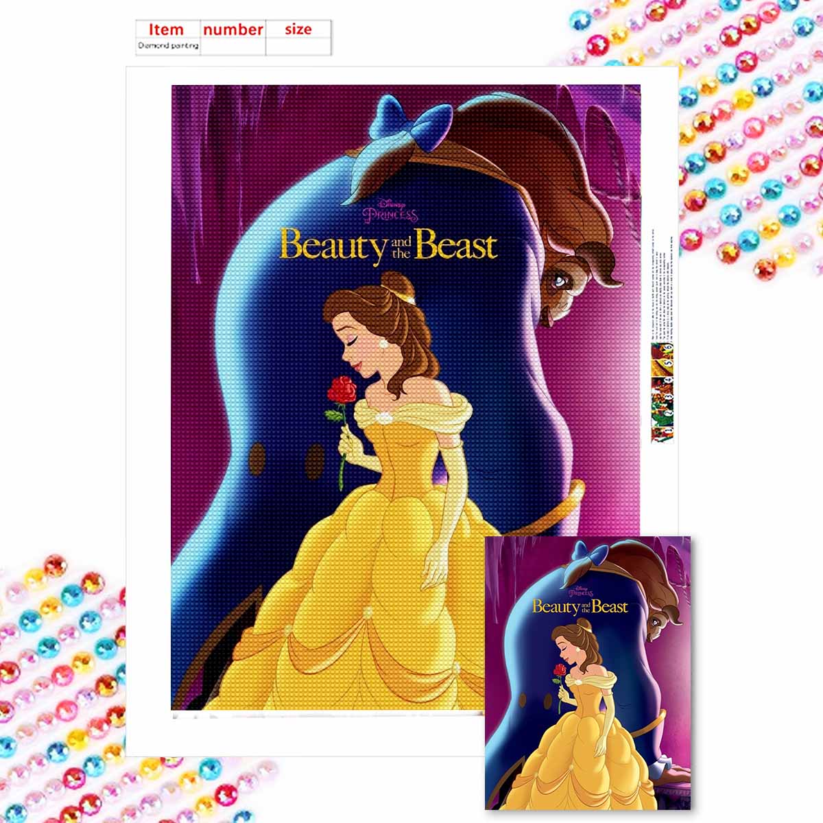 

5D Алмазная Живопись Сделай Сам Красавица и Чудовище Полная Выкладка Стразы Мозаика Вышивка Изделия Ручной Работы Домашний Декор Подарок Round 20x30cm