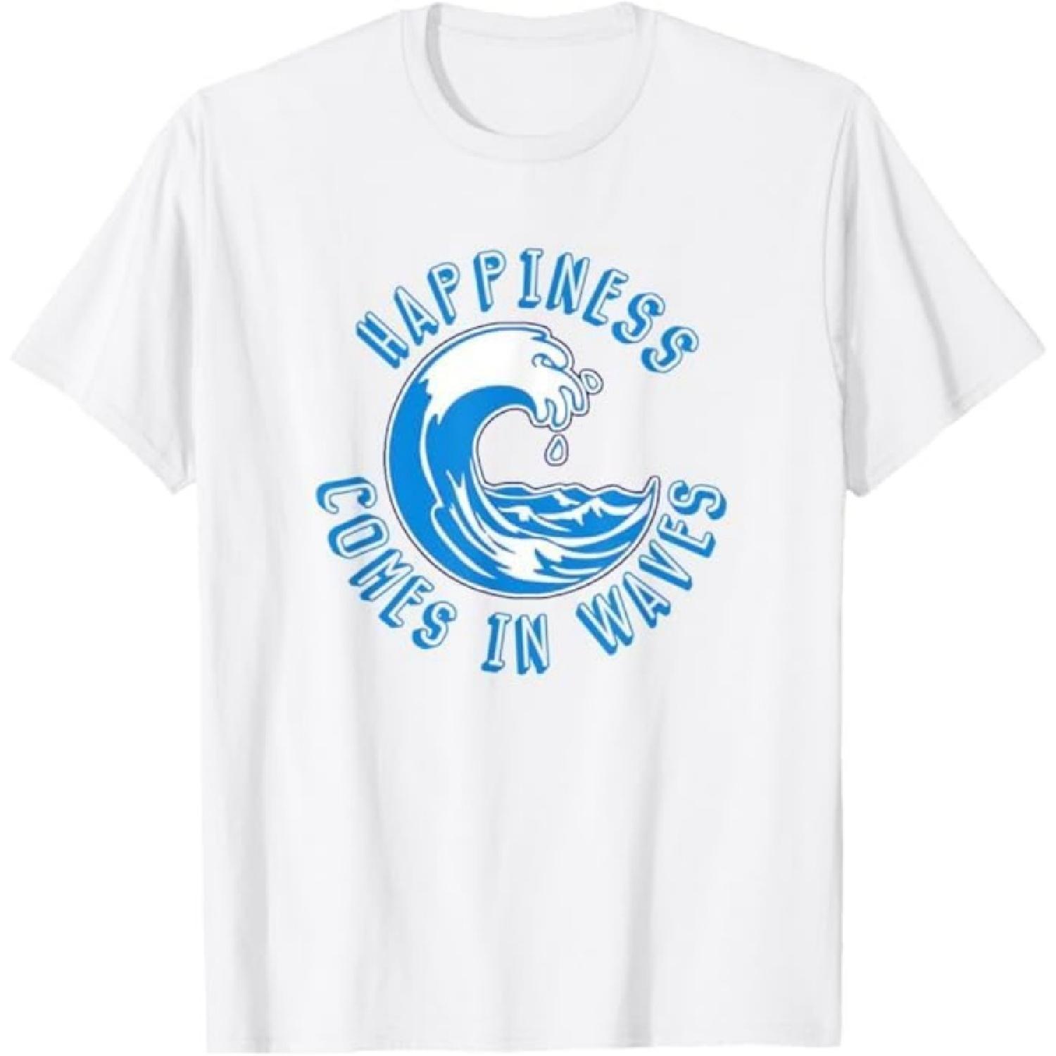 Happiness Comes in Waves Beach Surf T-Shirt Thuy Mens Womens Tank Top Sweatshirt Hoodie Longsleeve 845 Black S