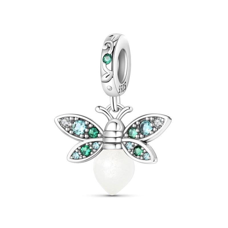 Copper Glow In The Dark Firefly Dangle Charm Bead Fit Bracelet Necklace Women Diy Pendant Luxury Jewelry Party Gift