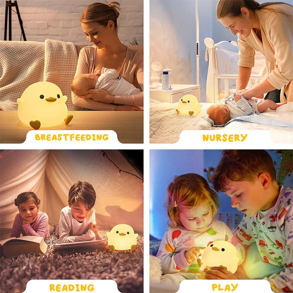 Led Adorable Silica Gel Bean Duck Night Light Filtering With Touch Sensor Rechargeable Table Lamp Bedside Lamp For Bedroom Space Living Room Room