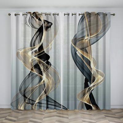 Cortinas blackout texturizadas douradas de estilo minimalista artísticas impressas em 3D, decoração luxuosa de janelas para salas de estar e quartos, arti