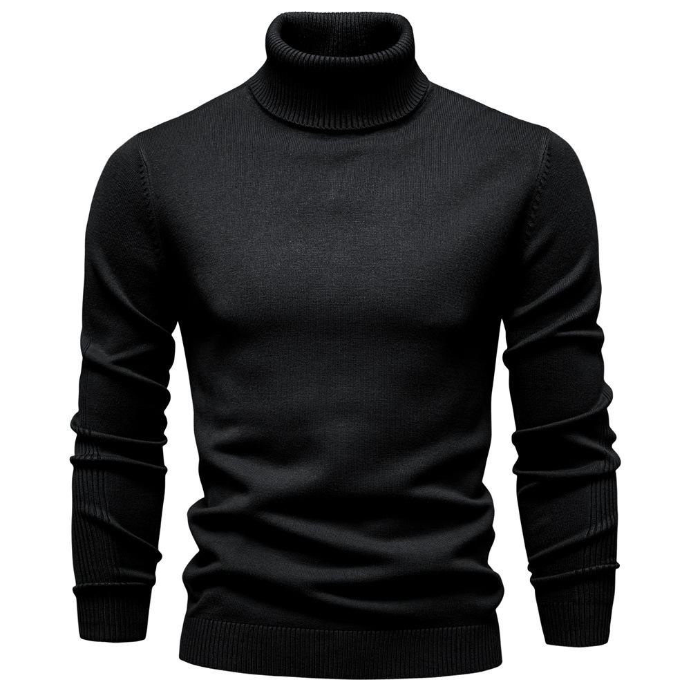 Winter Men Turtleneck Sweater Casual Solid Color Warm Pullover High Quality Slim High Neck Long Sleeve Sweater Men