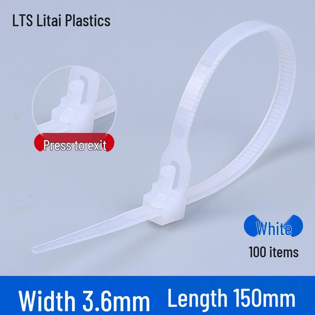 Reusable Retractable Nylon Cable Tie with Buckle - 4x150mm