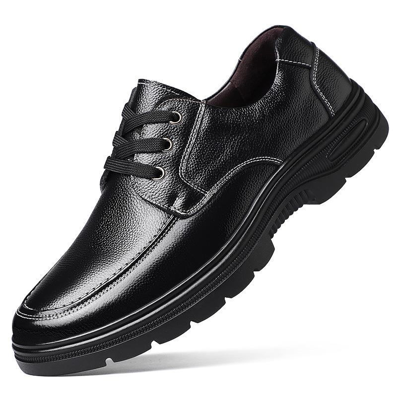 The First Layer of Cowhide Men's Shoes Autumn New Men's Casual Leather Shoes Men's Fashion Breathable Shoes British Lace-up Single Leather Shoes