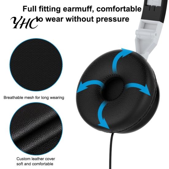 Wired Foldable 3.5mm HiFi Audio Bass Headset Gaming Headphone for Phone/Tablet