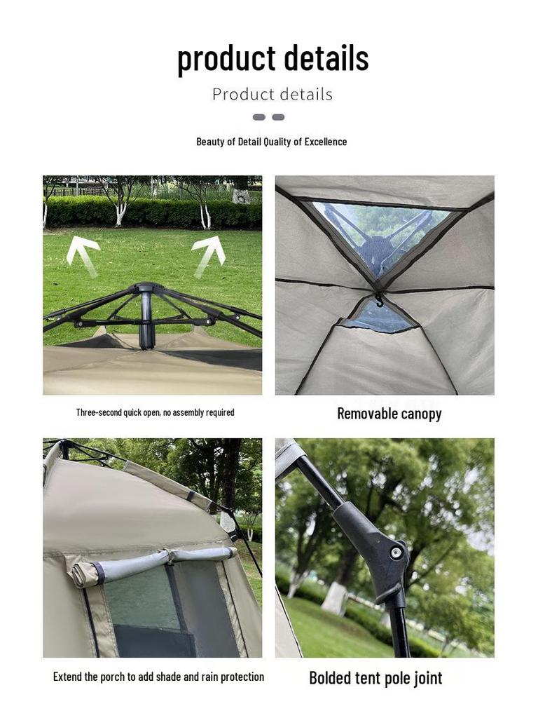 Sechseckiges Schnellaufbau-Tragbares Campingzelt: Automatischer Aufbau für Bergsteigen und Reisen