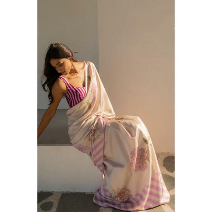 

стильная праздничная одежда сари, блузка (Необходимо сшить по размеру и посадке)